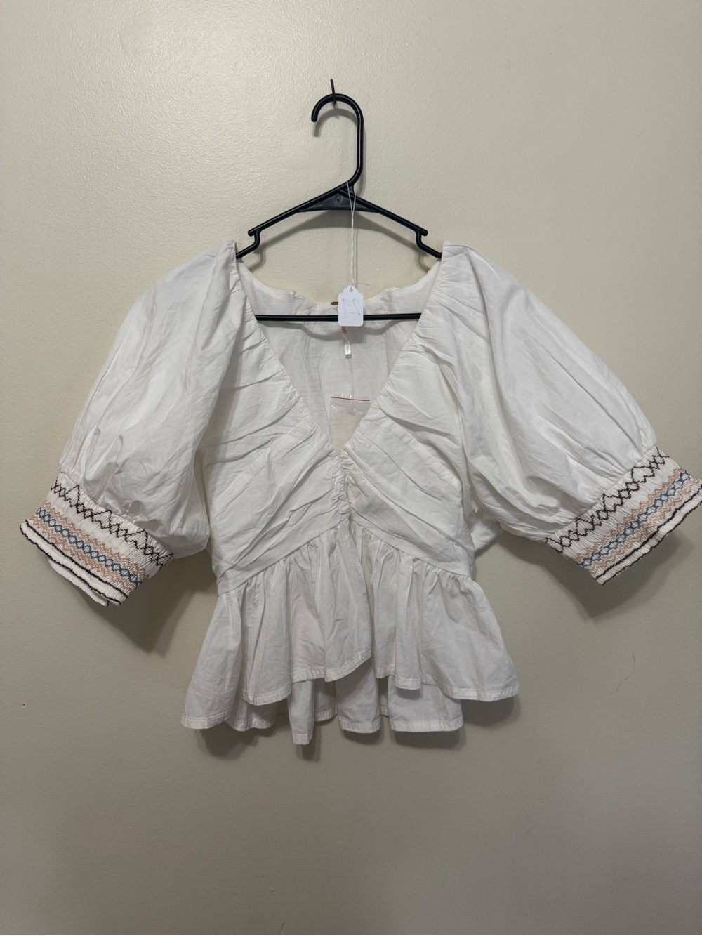 White Where We Met Cotton Button Down Blouse Free People S - Picture 2 of 5